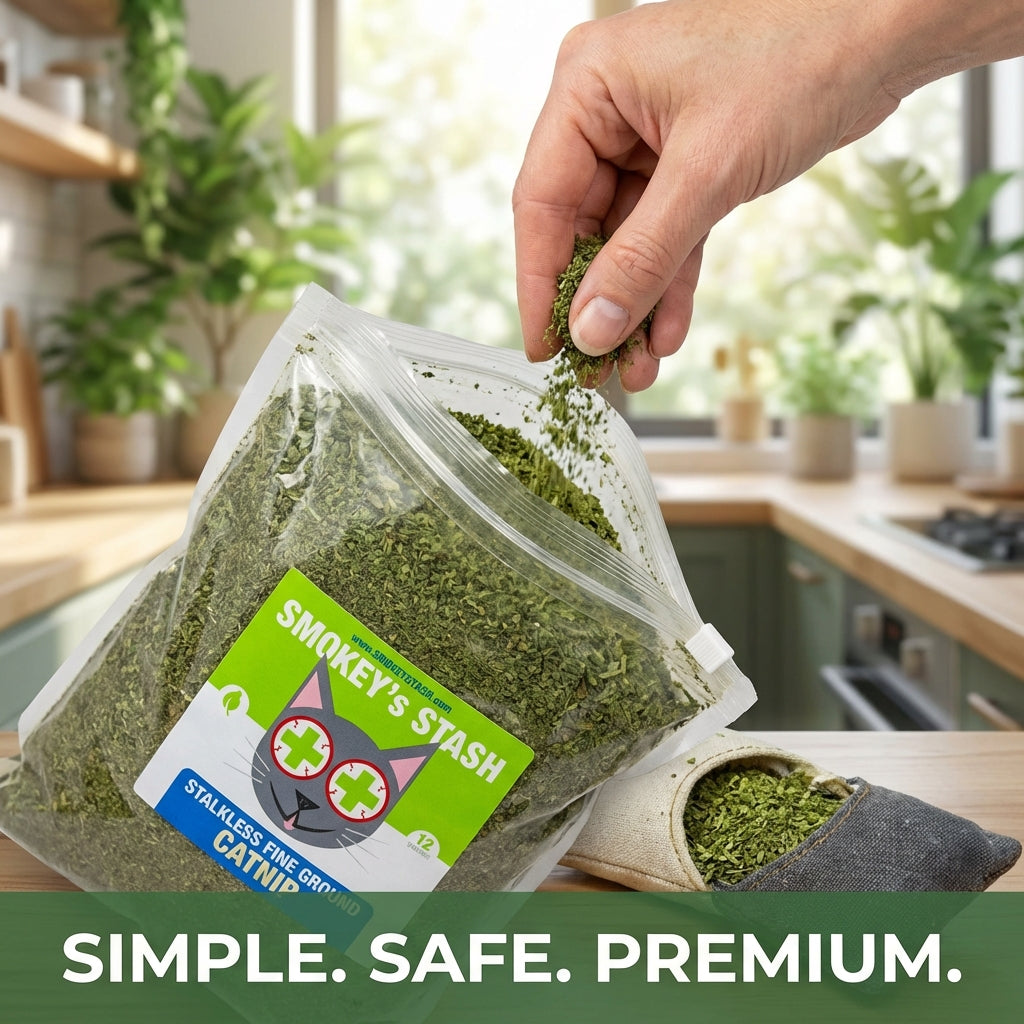 Stalkless Dried Ground Premium Bulk Catnip - 12 Ounce Bag