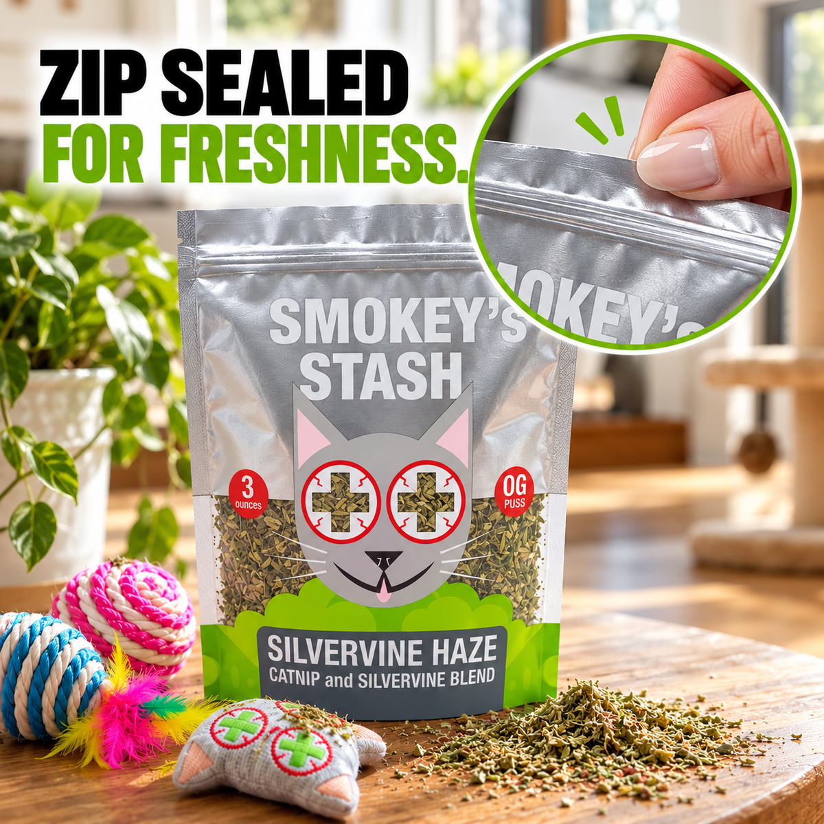Silvervine Haze – Catnip & Silvervine Blend, 3 oz Resealable Bag