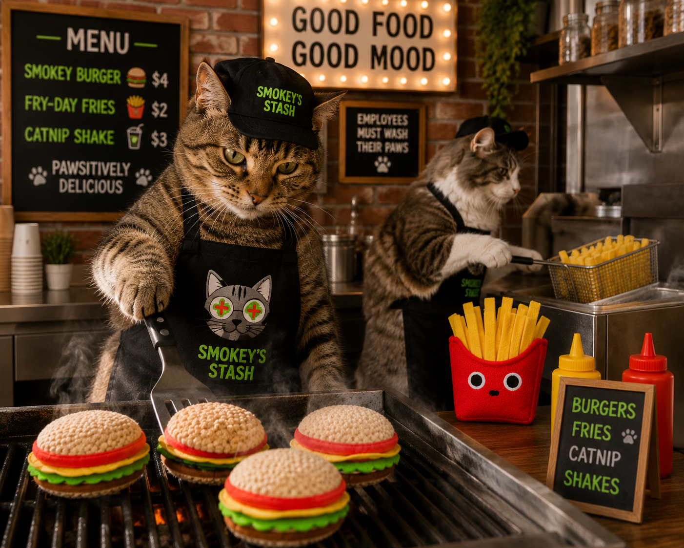 Smokey's Stash 2 Catnip Filled Burgers and Fries Combo