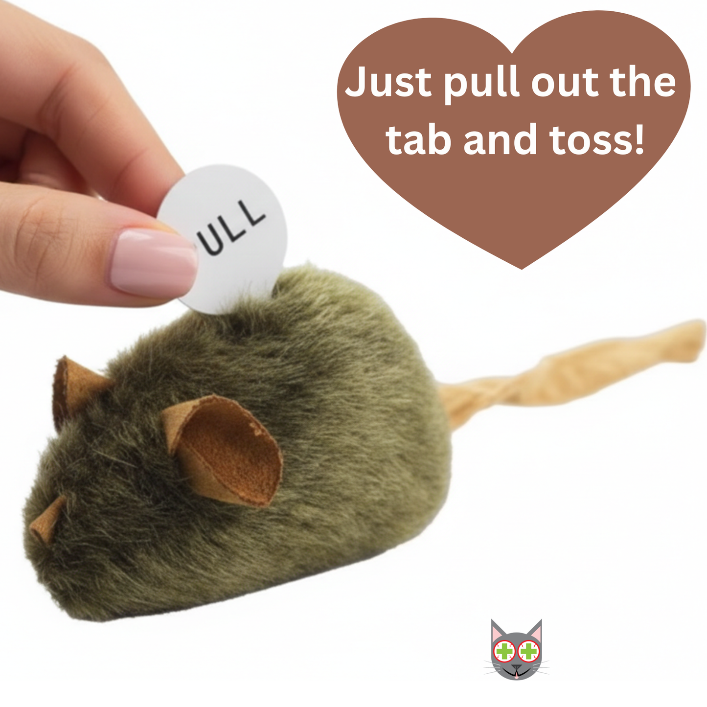 Smokey's Stash 2 pack Squeaky Mice - pull and play!