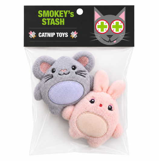 Smokey's Stash Bunny and Mouse Catnip Filled Toys