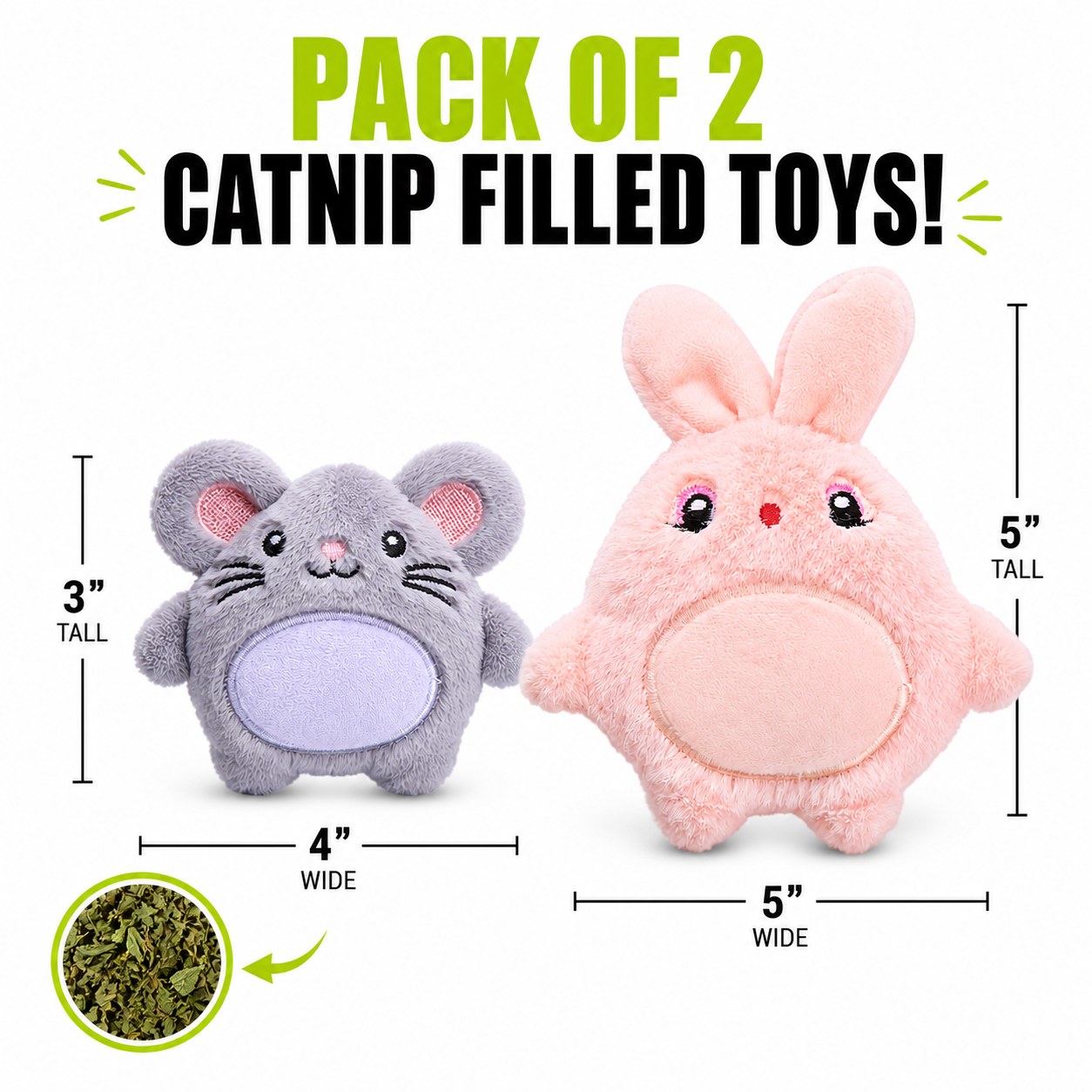 Smokey's Stash Bunny and Mouse Catnip Filled Toys