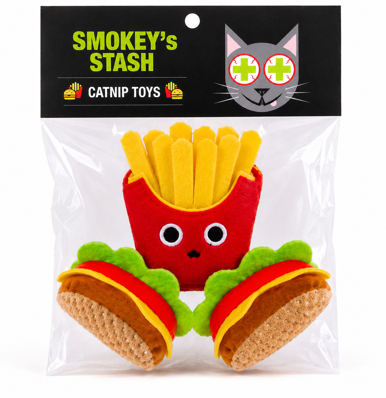 Smokey's Stash 2 Catnip Filled Burgers and Fries Combo