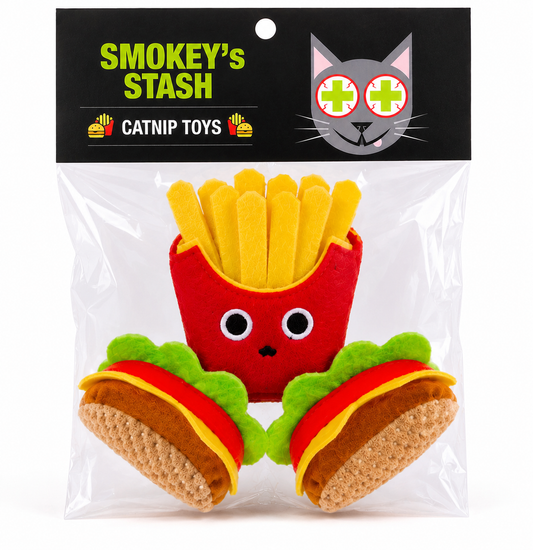 Smokey's Stash 2 Catnip Filled Burgers and Fries Combo