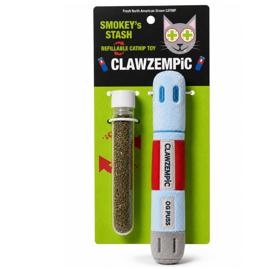Smokey's Stash Clawzempic Refillable Catnip Toy with North American Catnip