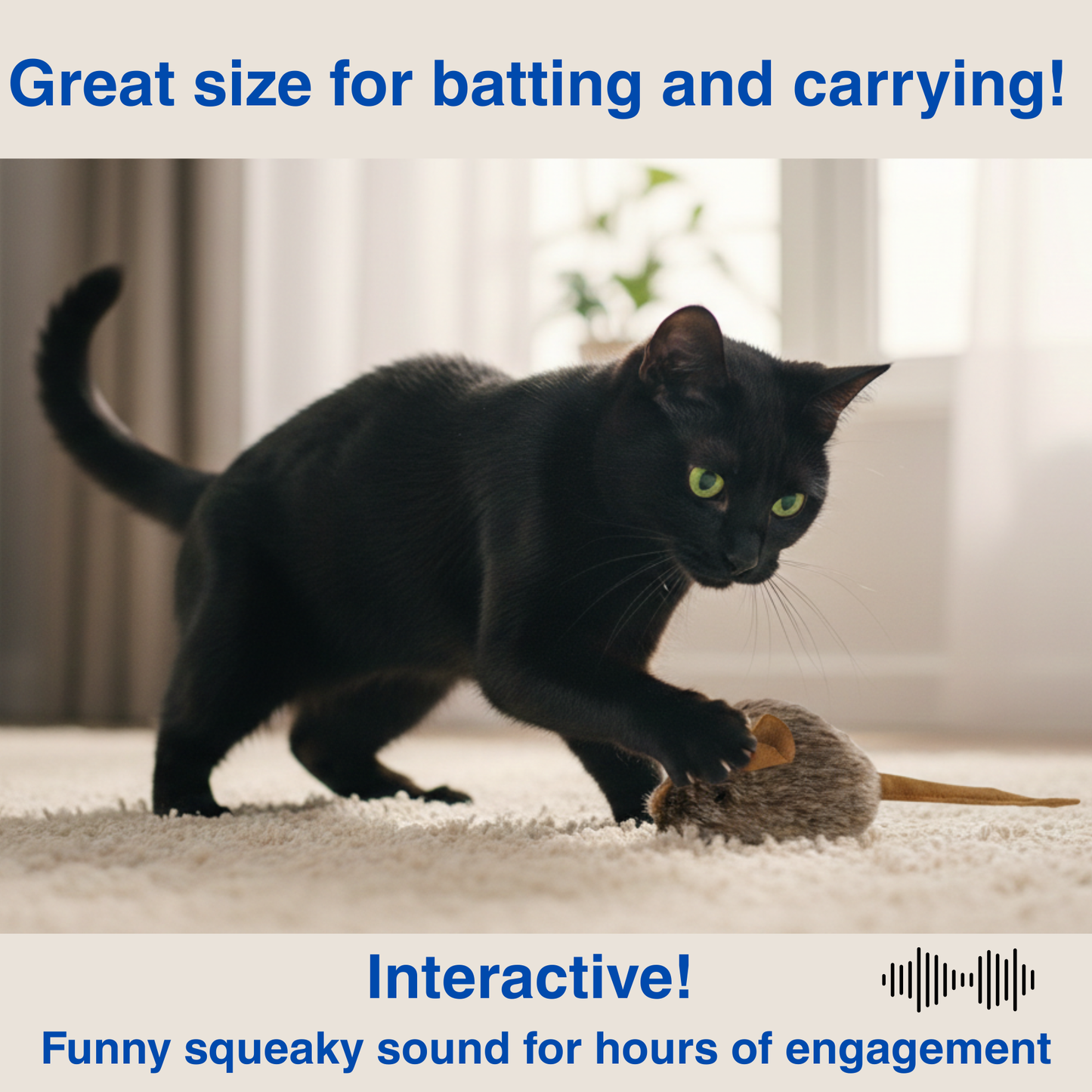 Smokey's Stash 2 pack Squeaky Mice - pull and play!