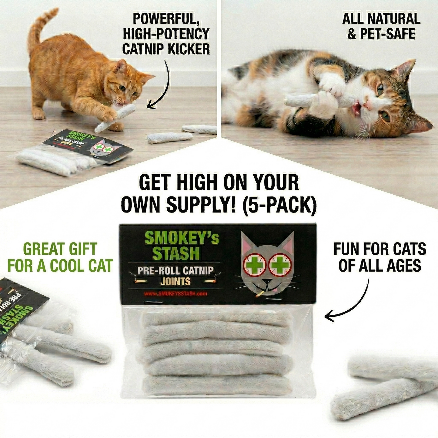 Smokey's Stash Pre Roll Catnip joints - 5 pack