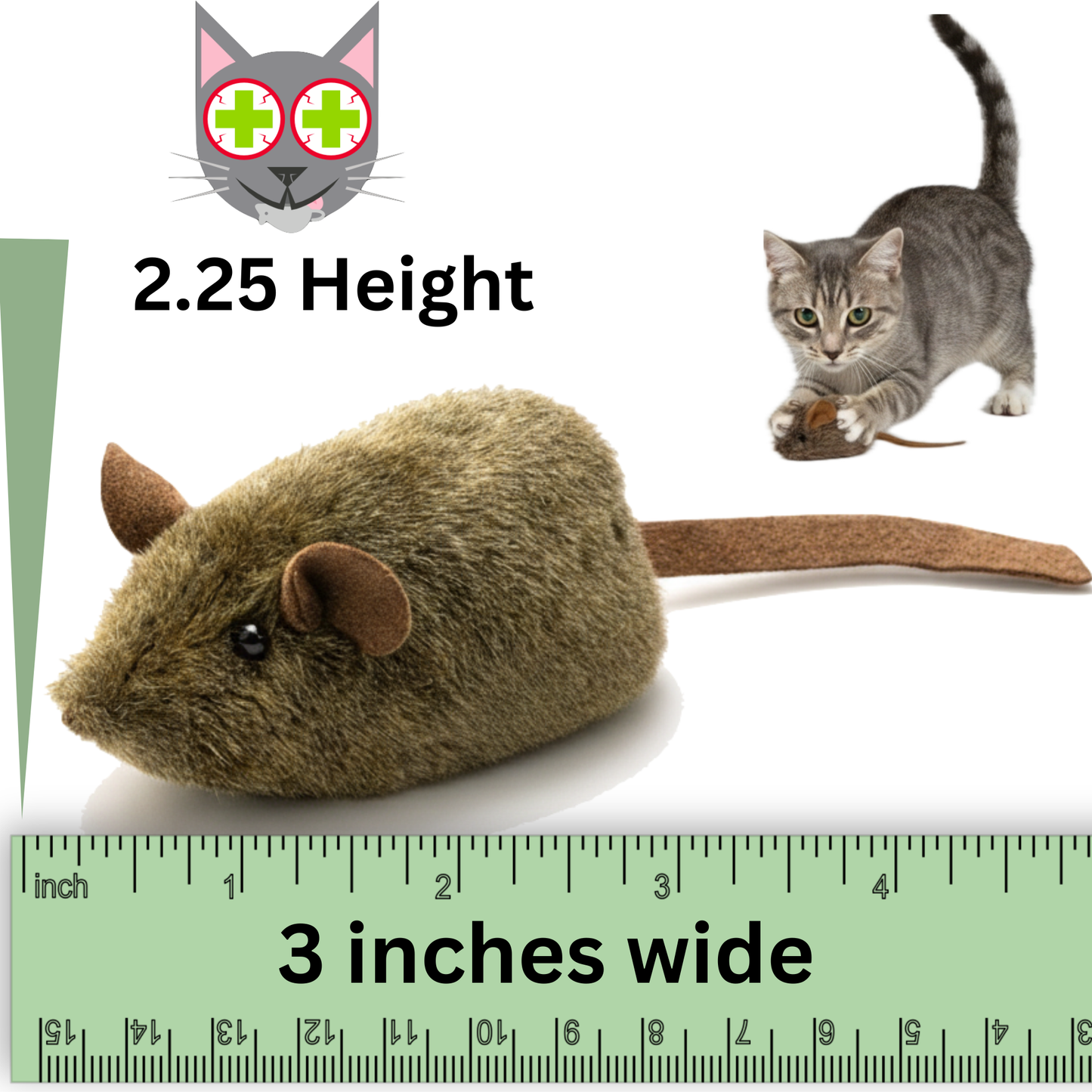 Smokey's Stash 2 pack Squeaky Mice - pull and play!