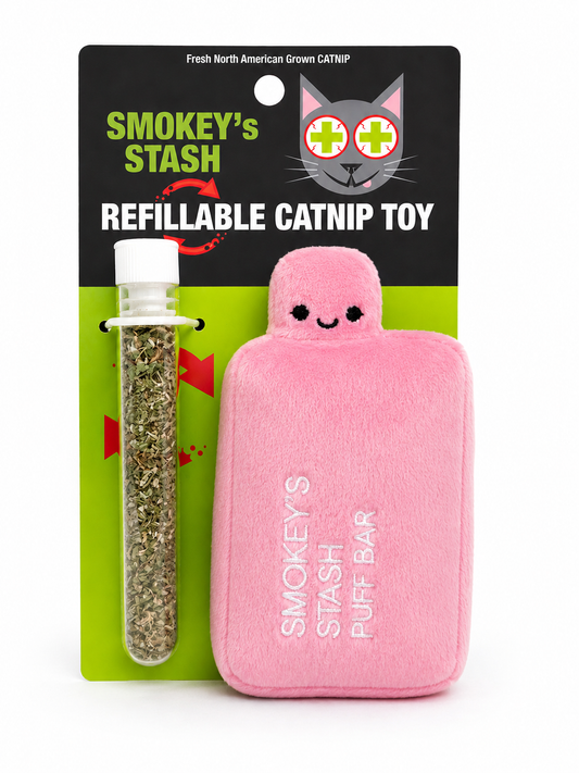 Smokey's Stash Refillable Pink Puff Bar with Catnip