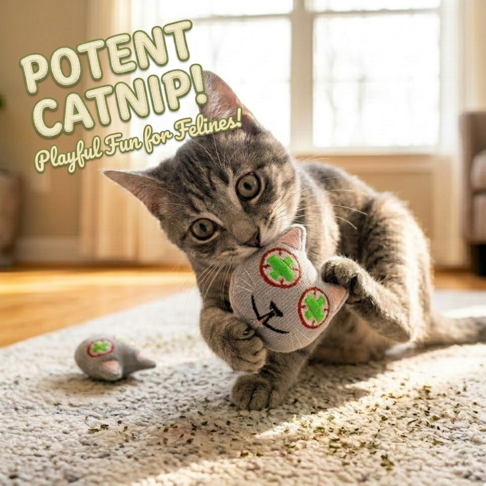 Smokey's Stash Catnip Filled Banana, Avocado, and Smokey Cat Toys with Sisal Mouse and Ball for Cats
